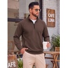 image:imageCOOFANDY Mens Quarter Zip Pullover Lightweight Mock Neck Polo SweatshirtBrown