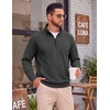 image:imageCOOFANDY Mens Quarter Zip Pullover Lightweight Mock Neck Polo SweatshirtDark Grey