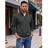 image:imageCOOFANDY Mens Quarter Zip Pullover Lightweight Mock Neck Polo SweatshirtDark Grey