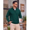 image:imageCOOFANDY Mens Quarter Zip Pullover Lightweight Mock Neck Polo SweatshirtGreen