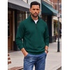 image:imageCOOFANDY Mens Quarter Zip Pullover Lightweight Mock Neck Polo SweatshirtGreen