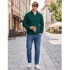 image:imageCOOFANDY Mens Quarter Zip Pullover Lightweight Mock Neck Polo SweatshirtGreen