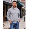 image:imageCOOFANDY Mens Quarter Zip Pullover Lightweight Mock Neck Polo SweatshirtGrey