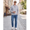 image:imageCOOFANDY Mens Quarter Zip Pullover Lightweight Mock Neck Polo SweatshirtGrey