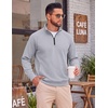 image:imageCOOFANDY Mens Quarter Zip Pullover Lightweight Mock Neck Polo SweatshirtGrey