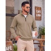 image:imageCOOFANDY Mens Quarter Zip Pullover Lightweight Mock Neck Polo SweatshirtKhaki