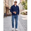 image:imageCOOFANDY Mens Quarter Zip Pullover Lightweight Mock Neck Polo SweatshirtNavy Blue