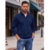 image:imageCOOFANDY Mens Quarter Zip Pullover Lightweight Mock Neck Polo SweatshirtNavy Blue