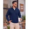 image:imageCOOFANDY Mens Quarter Zip Pullover Lightweight Mock Neck Polo SweatshirtNavy Blue
