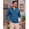 image:imageCOOFANDY Mens Quarter Zip Pullover Lightweight Mock Neck Polo SweatshirtSlate Blue