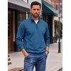 image:imageCOOFANDY Mens Quarter Zip Pullover Lightweight Mock Neck Polo SweatshirtSlate Blue