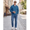 image:imageCOOFANDY Mens Quarter Zip Pullover Lightweight Mock Neck Polo SweatshirtSlate Blue