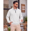image:imageCOOFANDY Mens Quarter Zip Pullover Lightweight Mock Neck Polo SweatshirtWhite