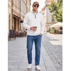 image:imageCOOFANDY Mens Quarter Zip Pullover Lightweight Mock Neck Polo SweatshirtWhite