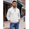 image:imageCOOFANDY Mens Quarter Zip Pullover Lightweight Mock Neck Polo SweatshirtWhite