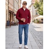 image:imageCOOFANDY Mens Quarter Zip Pullover Lightweight Mock Neck Polo SweatshirtWine Red
