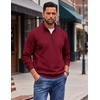 image:imageCOOFANDY Mens Quarter Zip Pullover Lightweight Mock Neck Polo SweatshirtWine Red