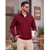 image:imageCOOFANDY Mens Quarter Zip Pullover Lightweight Mock Neck Polo SweatshirtWine Red