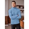 image:imageCOOFANDY Mens Slim Fit Turtleneck Sweater Casual Twisted Knitted PulloverLight Blue