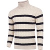 image:imageCOOFANDY Mens Slim Fit Turtleneck Sweater Casual Twisted Knitted PulloverStripedblack  Apricot