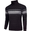 image:imageCOOFANDY Mens Slim Fit Turtleneck Sweater Casual Twisted Knitted PulloverStripedgrey  Black