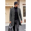 image:imageCOOFANDY Mens Wool Blend Coat Winter Trench Overcoat Classic Peacoat1black Plaid