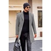 image:imageCOOFANDY Mens Wool Blend Coat Winter Trench Overcoat Classic PeacoatLight Grey