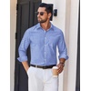 image:imageCOOFANDY Mens Wrinkle Free Plaid Dress Shirt Long Sleeve Button Down Shirt01blue White Plaid