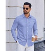 image:imageCOOFANDY Mens Wrinkle Free Plaid Dress Shirt Long Sleeve Button Down Shirt01blue White Plaid