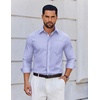 image:imageCOOFANDY Mens Wrinkle Free Plaid Dress Shirt Long Sleeve Button Down Shirt02blue Plaid