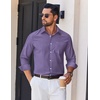 image:imageCOOFANDY Mens Wrinkle Free Plaid Dress Shirt Long Sleeve Button Down Shirt09blue Khaki Plaid