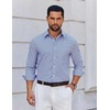 image:imageCOOFANDY Mens Wrinkle Free Plaid Dress Shirt Long Sleeve Button Down Shirt10white Deep Blue Plaid