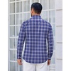 image:imageCOOFANDY Mens Wrinkle Free Plaid Dress Shirt Long Sleeve Button Down Shirt13navy White Plaid