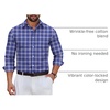 image:imageCOOFANDY Mens Wrinkle Free Plaid Dress Shirt Long Sleeve Button Down Shirt13navy White Plaid
