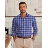 image:imageCOOFANDY Mens Wrinkle Free Plaid Dress Shirt Long Sleeve Button Down Shirt13navy White Plaid