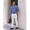 image:imageCOOFANDY Mens Wrinkle Free Plaid Dress Shirt Long Sleeve Button Down Shirt13navy White Plaid