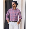 image:imageCOOFANDY Mens Wrinkle Free Plaid Dress Shirt Long Sleeve Button Down Shirt15navy Red Plaid