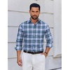 image:imageCOOFANDY Mens Wrinkle Free Plaid Dress Shirt Long Sleeve Button Down Shirt16blue Green Plaid