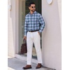 image:imageCOOFANDY Mens Wrinkle Free Plaid Dress Shirt Long Sleeve Button Down Shirt16blue Green Plaid