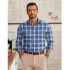 image:imageCOOFANDY Mens Wrinkle Free Plaid Dress Shirt Long Sleeve Button Down Shirt16blue Green Plaid