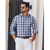 image:imageCOOFANDY Mens Wrinkle Free Plaid Dress Shirt Long Sleeve Button Down Shirt17navy Black White Plaid