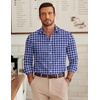 image:imageCOOFANDY Mens Wrinkle Free Plaid Dress Shirt Long Sleeve Button Down Shirt18navy Blue White Plaid