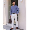 image:imageCOOFANDY Mens Wrinkle Free Plaid Dress Shirt Long Sleeve Button Down Shirt18navy Blue White Plaid