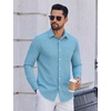 image:imageCOOFANDY Mens Wrinkle Free Plaid Dress Shirt Long Sleeve Button Down Shirt19white Blue Plaid