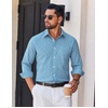 image:imageCOOFANDY Mens Wrinkle Free Plaid Dress Shirt Long Sleeve Button Down Shirt19white Blue Plaid
