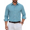 image:imageCOOFANDY Mens Wrinkle Free Plaid Dress Shirt Long Sleeve Button Down Shirt19white Blue Plaid