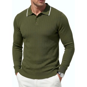 image:imageCOOFANDY Men Knit Polo Sweater Long Sleeve Polo Shirts Casual Golf PulloverArmy Green
