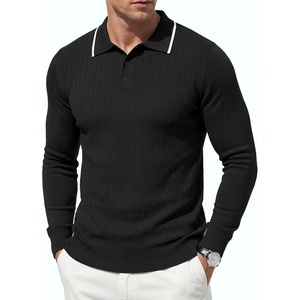 image:imageCOOFANDY Men Knit Polo Sweater Long Sleeve Polo Shirts Casual Golf PulloverBlack