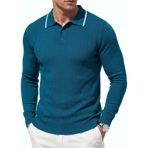 image:imageCOOFANDY Men Knit Polo Sweater Long Sleeve Polo Shirts Casual Golf PulloverBlue Green