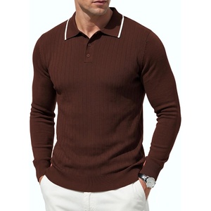 image:imageCOOFANDY Men Knit Polo Sweater Long Sleeve Polo Shirts Casual Golf PulloverBrown